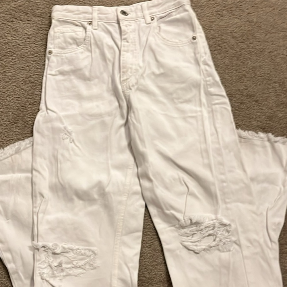 Zara white ripped jeans